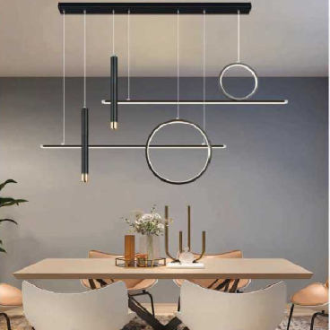 AN -TL  - 5215/1000: Đèn thả ngang thân đen LED - KT: L1000mm x H1000mm - Đèn LED đổi 3 màu - Remote