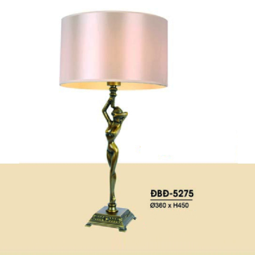 HF - ĐBĐ - 5275: Đèn đầu giường, Thân đồng - KT: Ø360mm x H450 - Đèn E27 x 1 bóng