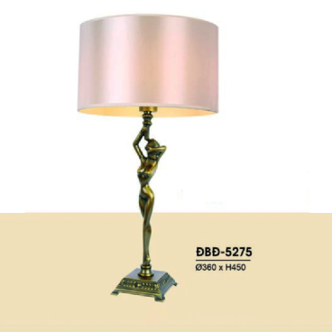 HF - ĐBĐ - 5275: Đèn đầu giường, Thân đồng - KT: Ø360mm x H450 - Đèn E27 x 1 bóng