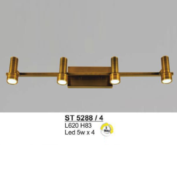 SN - ST 5288/4: Đèn rọi tranh/gương 4 bóng - KT: L620mm x H83mm - Đèn LED 5W x 4 đổi 3 màu