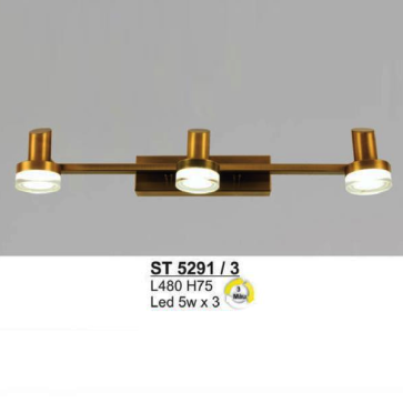 SN - ST 5291/3: Đèn rọi tranh/gương 3 bóng  - KT: L480mm x H75mm - Đèn LED 5W x 3 đổi 3 màu