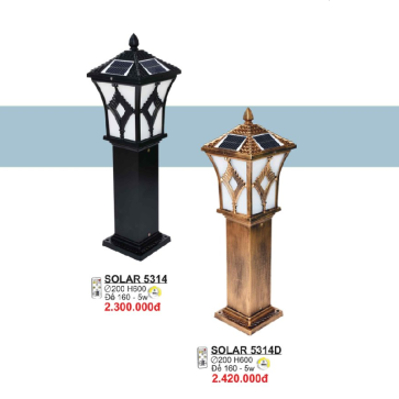 SOLAR 5314: Đèn trụ sân vườn sử dụng NLMT - Ánh sáng đổi 3 màu