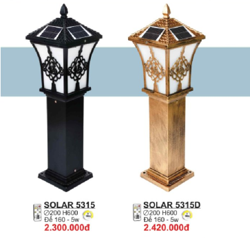 SOLAR 5315: Đèn trụ sân vườn sử dụng NLMT - Ánh sáng đổi 3 màu