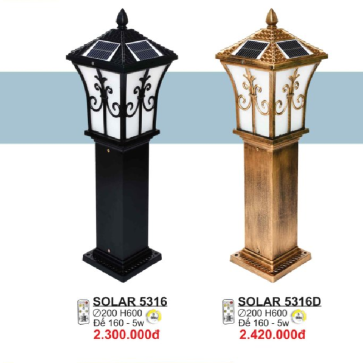 SOLAR 5316: Đèn trụ sân vườn sử dụng NLMT - Ánh sáng đổi 3 màu