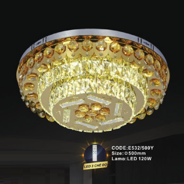CODE: 532/500Y: Đèn áp trần tròn LED - KT: Ø500mm - Đèn LED 120W ánh sáng đổi 3 màu