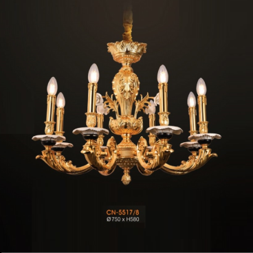 VE - CN - 5517/8: Đèn chùm nến 8 tay - KT: Ø750mm x H580mm - Bóng đèn E14 x 8 bóng