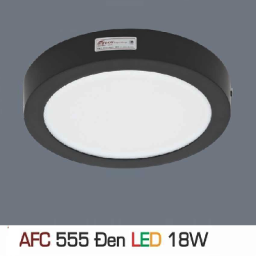 AFC 555 Đen LED 18W: Đèn LED ốp nổi  vỏ đen 18W - KT: Ø240mm x H35mm - 1 chế độ ánh sáng ( vàng/trung tính/trắng)