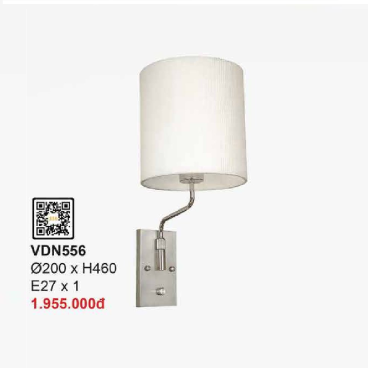 VDN556: Đèn gắn tường chao vải - KT: Ø200mm x H460mm - Bóng đèn E27 x 1