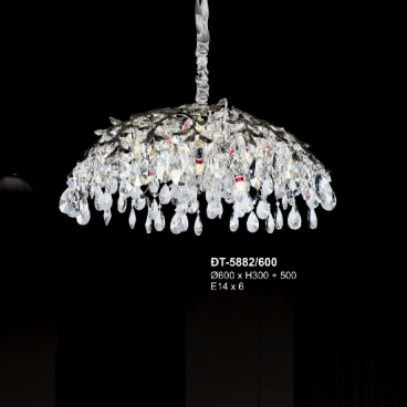 A - ĐT - 5882/600: Đèn thả Phale - KT: Ø600mm x H300mm + 500mm - Bóng đèn E14 x 6 bóng