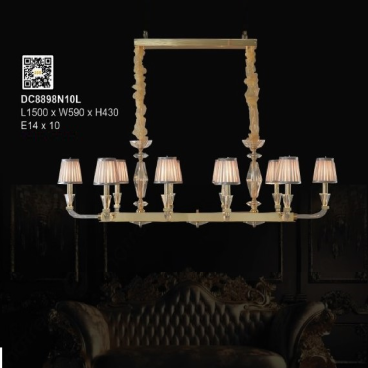 35 - DC8898N10L: Đèn thả ngang - KT: L1500mm x W590mm x H430mm - Đèn E14 x 10 bóng