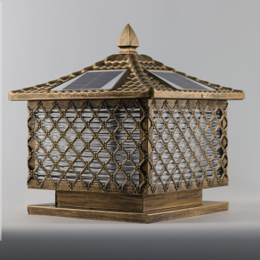 TD - 56: Đèn đầu trụ NLMT - KT: L300mm x W300mm - Bóng đèn LED + E27 x 1