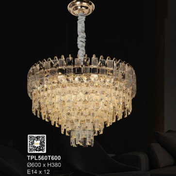 35 - TPL560T600: Đèn thả Phale - KT: Ø600mm x H380mm - Bóng đèn E14 x 12 bóng