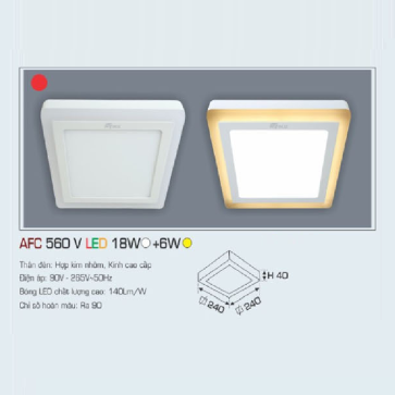 AFC 560 V LED 18W+ 6W: Đèn LED ốp nổi, ánh sáng trắng 18W, viền đèn LED vàng 6W