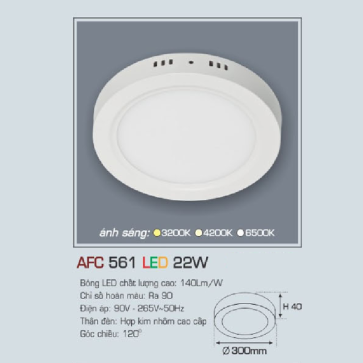 AFC 561 LED 22W: Đèn LED ốp nổi 18W,  1 chế độ ánh sáng (vàng/trung tính/trắng)