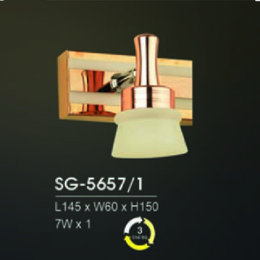 HF - SG - 5657/1: Đèn rọi gương/tranh - KT: L145mm x W60mm x H150mm - Đèn LED 7W ánh sáng đổi 3 màu