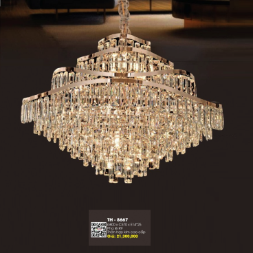 TH - 8667: Đèn thả  Phale K9 - KT: Ø800mm x H570mm - Bóng đèn E14 x  25 bóng