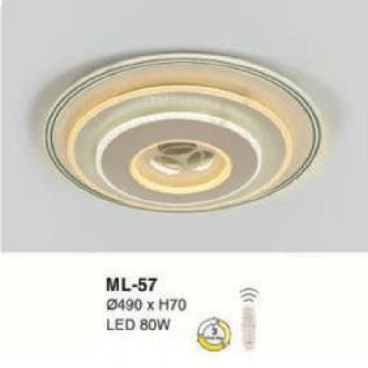 E - ML - 57: Đèn áp trần LED - KT: Ø600mm x H70mm - Đèn LED 80W đổi 3 màu