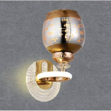 SN - V 5763: Đèn gắn tường đơn , đế đèn có LED - KT: Ø130mm x H235mm - Đèn LED  + bóng đèn E27 x 1 bóng