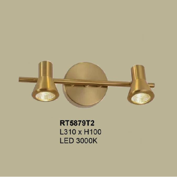355 - RT5879T2: Đèn rọi tranh/rọi gương  2 bóng - KT: L310mm x H100mm - Đèn LED ánh sáng vàng 3000K