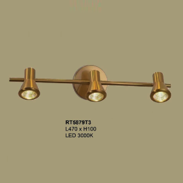 355 - RT5879T3: Đèn rọi tranh/rọi gương  3 bóng - KT: L470mm x H100mm - Đèn LED ánh sáng vàng 3000K