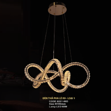 CODE: 6001/68D: Đèn thả vòng Phale LED cách điệu - KT: Ø550mm - Đèn LED 68W