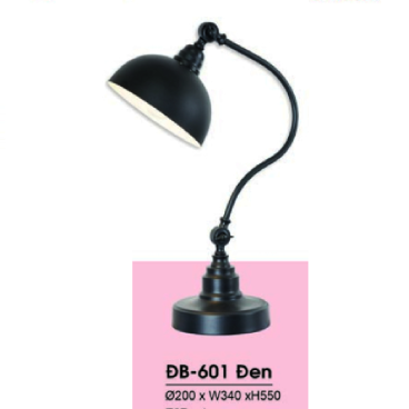 HF - ĐB - 601 Đen: Đèn bàn - KT: Ø200mm x W 340mm x H550mm - Bóng đèn E27 x 1 bóng