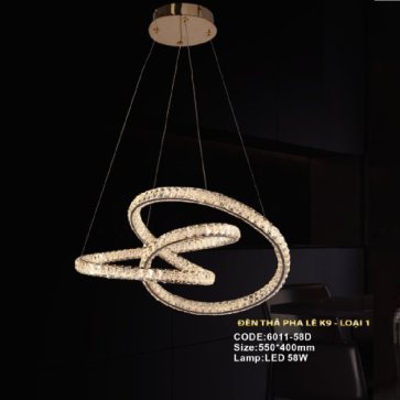 CODE: 6011-58D: Đèn thả vòng LED Phale cách điệu - KT: Ø550mm x H400mm - Đèn LED 58W