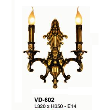 E - VD - 602: Đèn vách đồng đôi  - KT: L320mm x  H350mm - Đèn chân E14 x 2 bóng