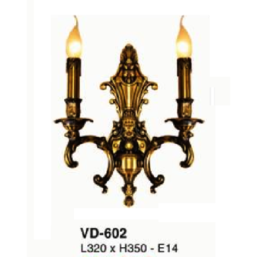 E - VD - 602: Đèn vách đồng đôi  - KT: L320mm x  H350mm - Đèn chân E14 x 2 bóng