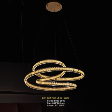 CODE: 6020 - 200D: Đèn thả vòng LED Phale cách điệu - KT: Ø850mm x H720mm - Đèn LED 200W