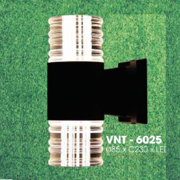 VNT - 6025: Đèn gắn tường ngoài trời - KT: Ø85mm x H230mm - Đèn LED ánh sáng đổi 3 màu