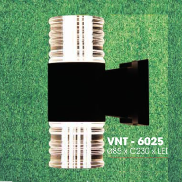 VNT - 6025: Đèn gắn tường ngoài trời - KT: Ø85mm x H230mm - Đèn LED ánh sáng đổi 3 màu