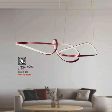 THD603Hồng: Đèn thả LED gắn ngang - KT: L1700mm - Đèn LED đổi 3 màu