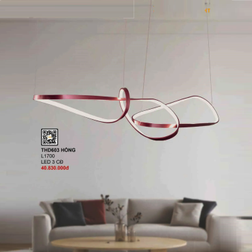 THD603Hồng: Đèn thả LED gắn ngang - KT: L1700mm - Đèn LED đổi 3 màu