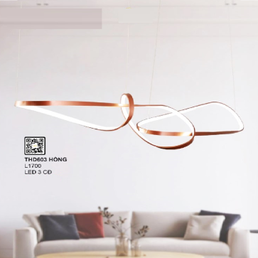 35 - THD603 Hồng: Đèn thả LED cách điệu - KT: L1700mm - Đèn LED đổi 3 màu