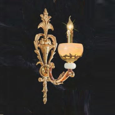 NV 6085/1: Đèn gắn tường đồng chao đá - KT: L260 mm x H450mm - Bóng đèn E14 x 1