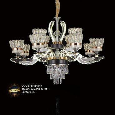 CODE: 6110/8+4: Đèn chùm LED 12 tay - KT: Ø920mm x H580mm - Đèn LED đổi 3 màu