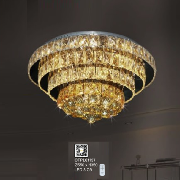 35 - OTPL61175: Đèn áp trần LED Phale - KT: Ø550mm x H350mm - Đèn LED đổi 3 màu