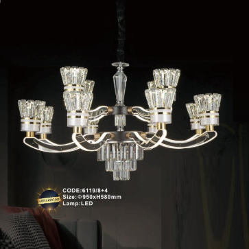 CODE: 6119/8+4: Đèn chùm LED 12 tay - KT: Ø950mm x H580mm - Đèn LED đổi 3 màu