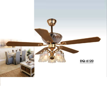 ĐQ - 6120: Quạt trần đèn 5 cánh, chao đèn thủy tinh