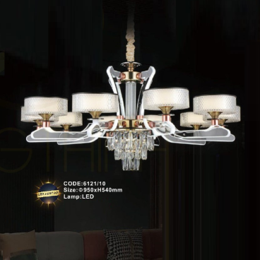 CODE: 6121/10: Đèn chùm LED 10 tay - KT: Ø950mm x H540mm - Đèn LED đổi 3 màu