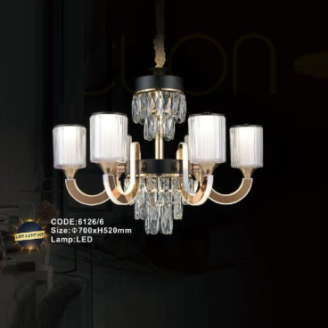 CODE: 6126/6: Đèn chùm LED 6 tay - KT: Ø700mm x H520mm - Đèn LED đổi 3 màu