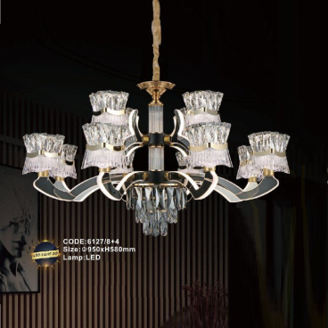 CODE: 6127/8+4: Đèn chùm LED 12 tay - KT: Ø950mm x H580mm - Đèn LED đổi 3 màu