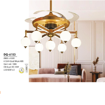 ĐQ-6153: Quạt trần đèn LED chao quả bi