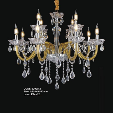 CODE: 6202/12: Đèn chùm  nến 12 tay - KT: Ø850mm x H550mm - Bóng đèn E14 x 12 bóng