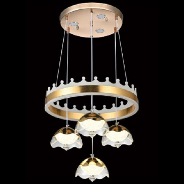 EU - T 6204/4: Đèn thả 4 bóng - KT: Ø400mm x H1500mm - Đèn LED , Vòng LED 50W - Chao đèn 88W - ánh sáng đổi 3 màu