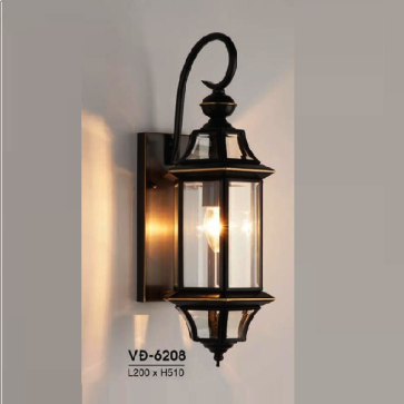 HF - VĐ - 6208: Đèn đồng gắn tường ngoài trời  - KT: L200 mm x H510mm - Bóng đèn E27 x 1
