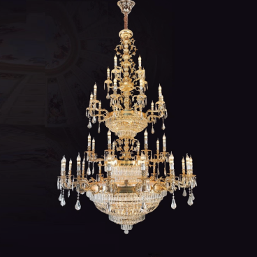 35 - DC6237T39: Đèn chùm Phale nến  39 tay - KT: Ø1560mm x H2500mm - Bóng đèn nến E14 x 73 bóng