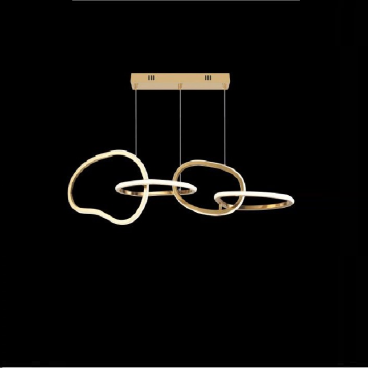 E -T - 6257/4: Đèn thả ngang 4 vòng LED - KT: L1000mm x W400mm x H1000mm - Đèn LED 60W x 4 - Ánh sáng đổi 3 màu