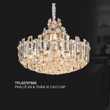 35 - TPL6270T600: Đèn thả Phale K9 - KT: Ø600mm  - Bóng đèn E14 x 16 bóng